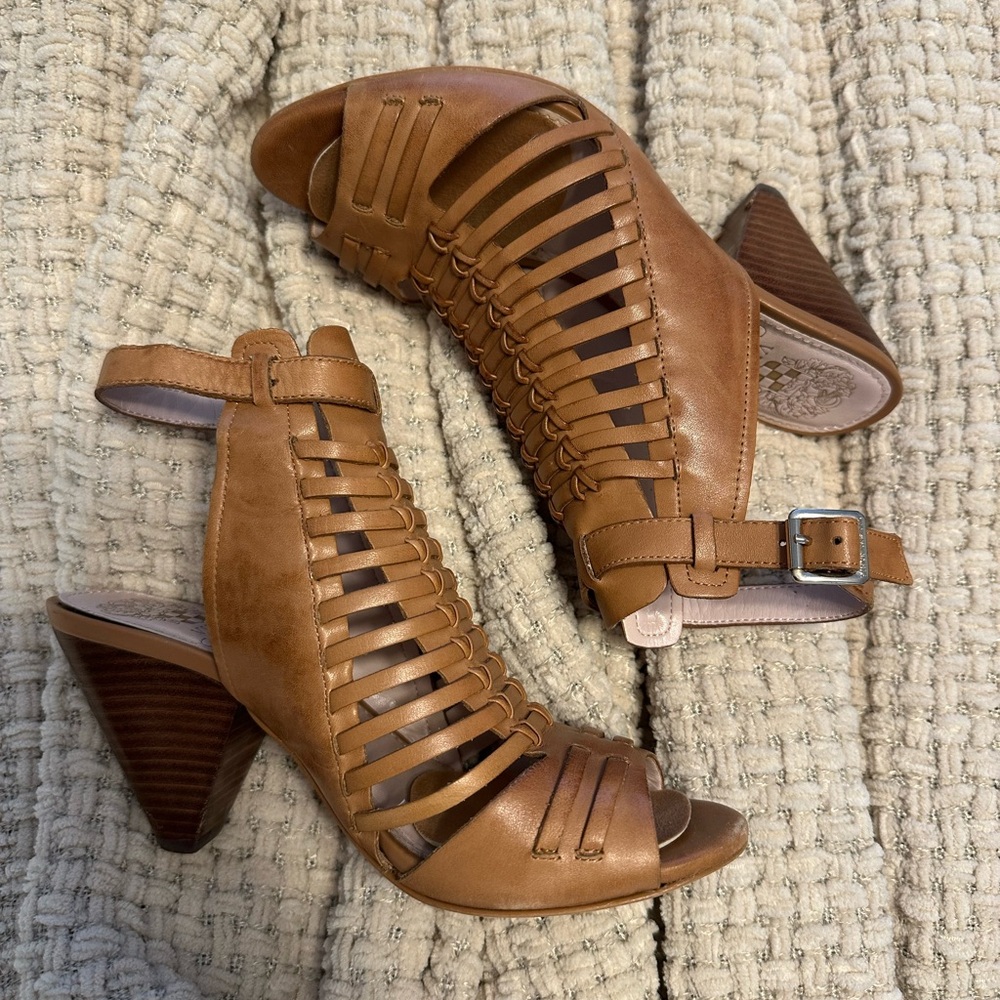 Stylish Tan Heeled Sandals